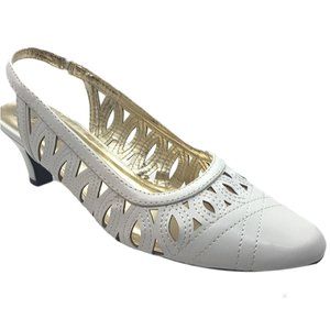 Angel Steps White Slingback Heels  9M